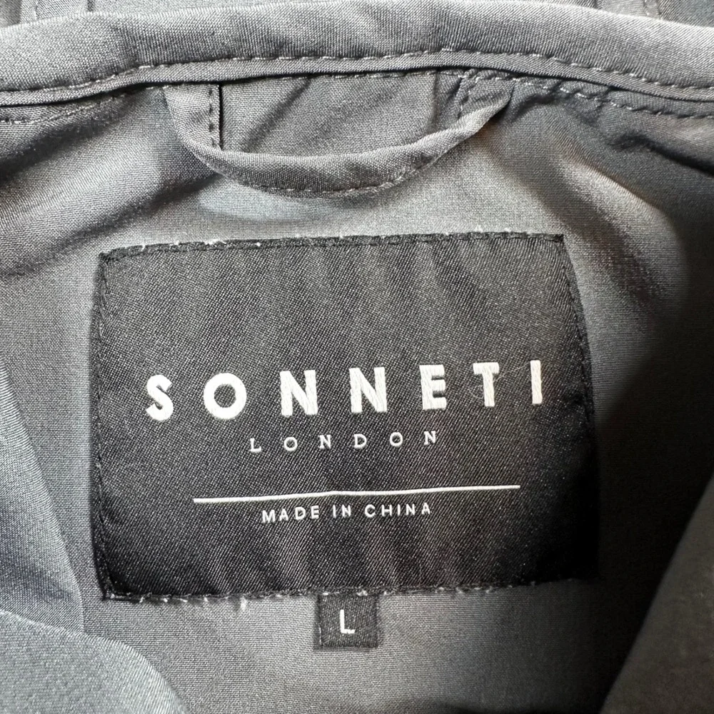 Sonneti London Windbreaker Mens Large Grey Black  Hooded Zip Jacket